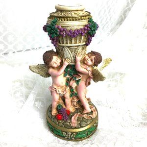 Cupids Angels Resin Romantic Candle Stick Holder Vtg